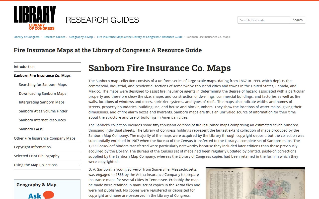 Hartford County previous residents Library of Congress Sanborn map guide